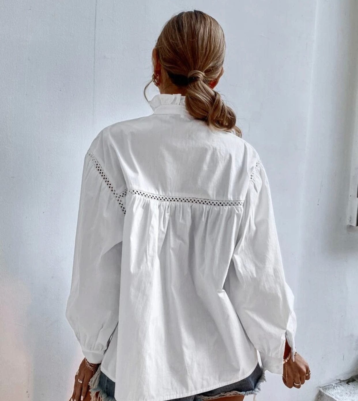 Ruffle neck blouse