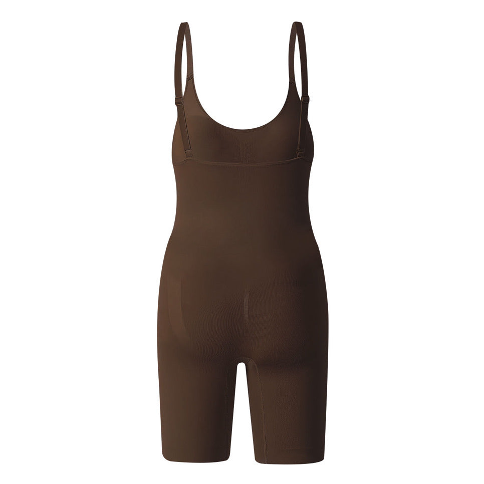 BROWN MID THIGH BODYSUIT