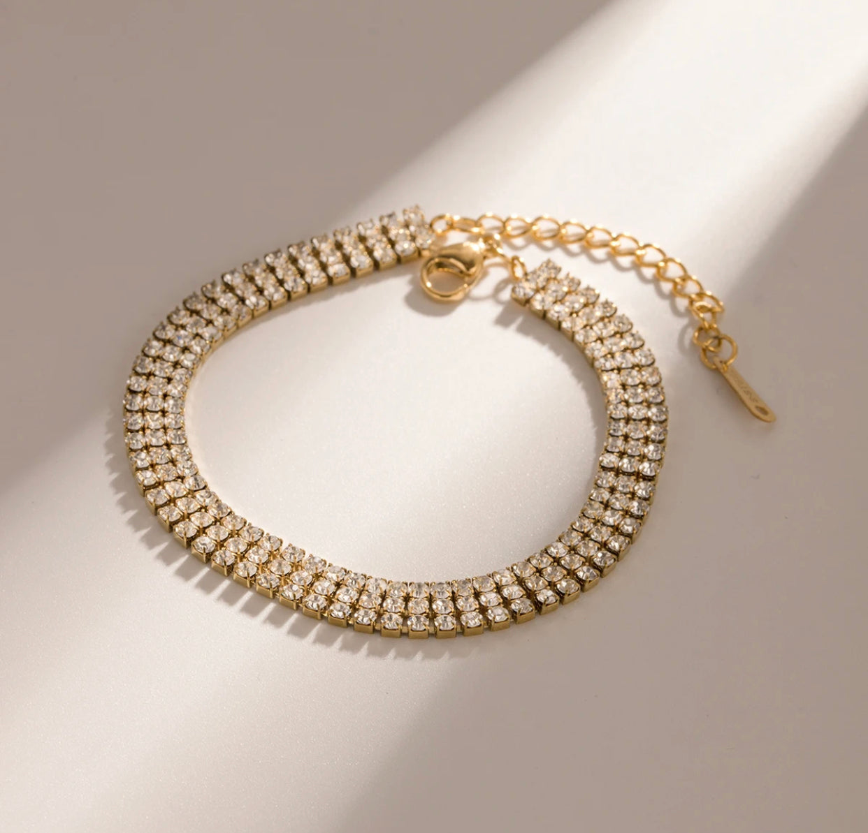 Gold plated zircon bracelet and necklace