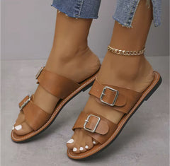 Caramel Buckle Slides