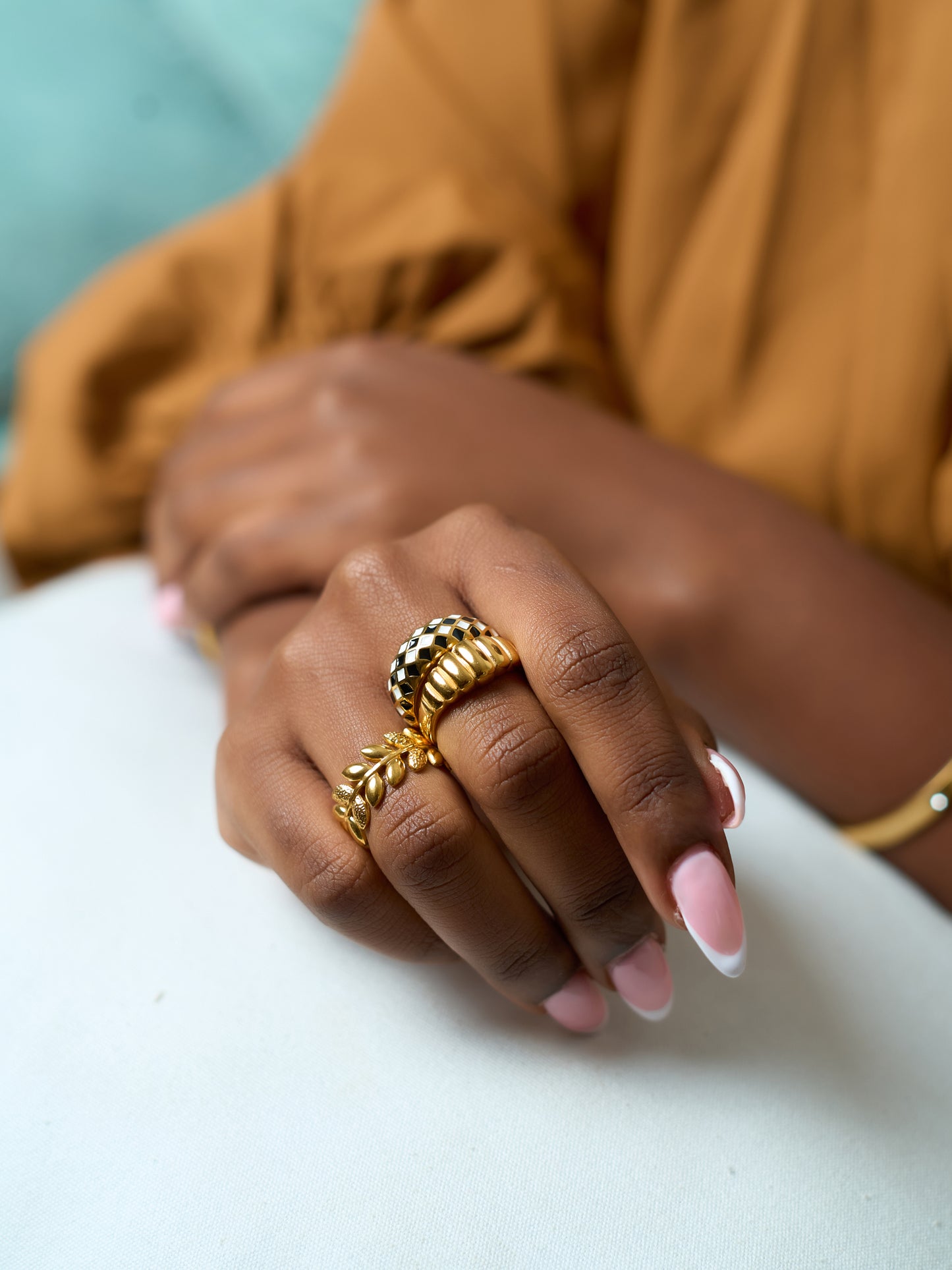 Black and white ring