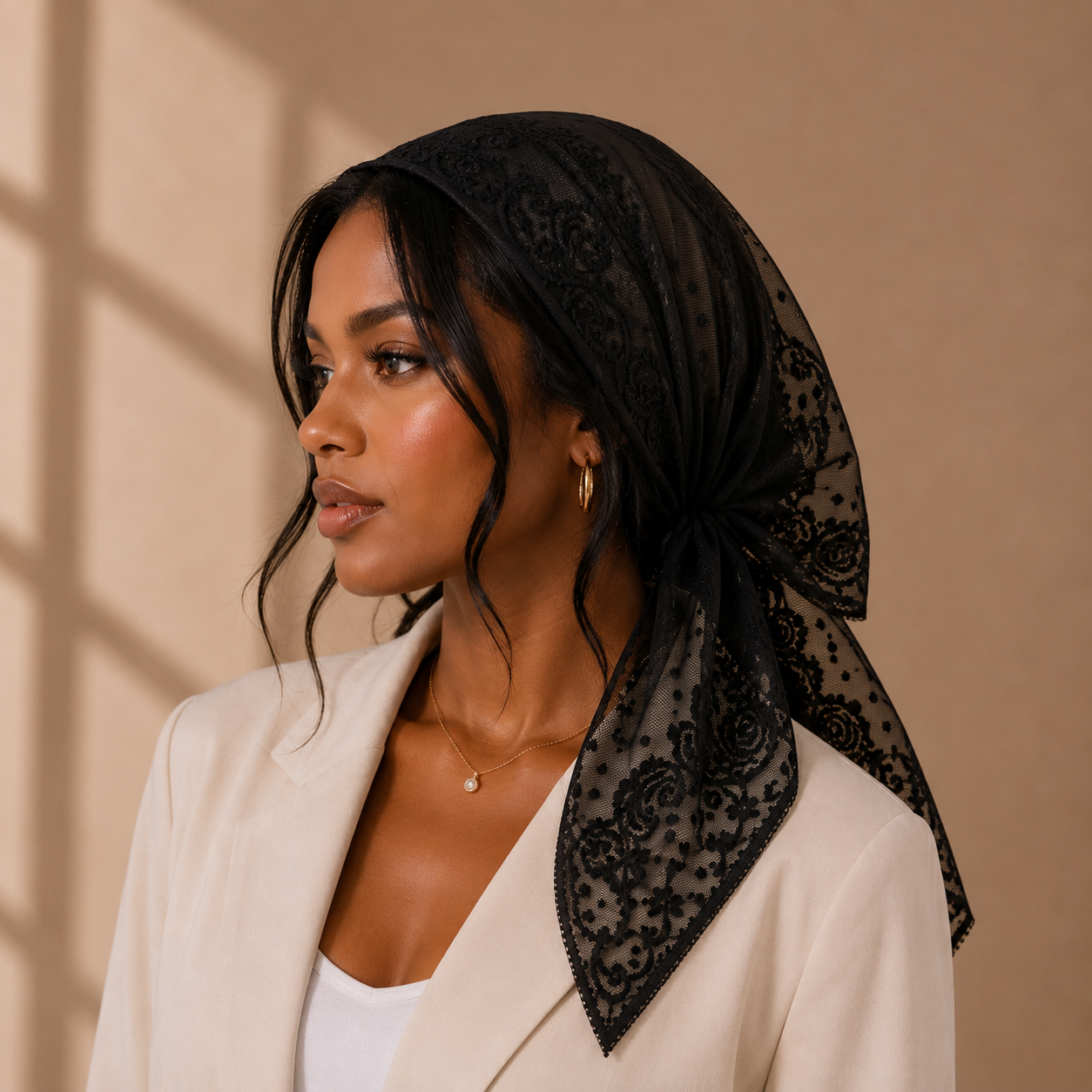 The Amélie Embroidered Lace Scarf