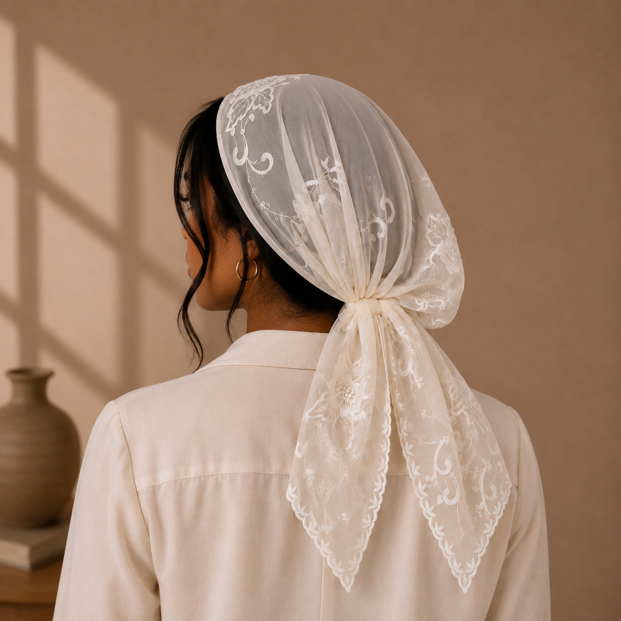 The Amélie Embroidered Lace Scarf