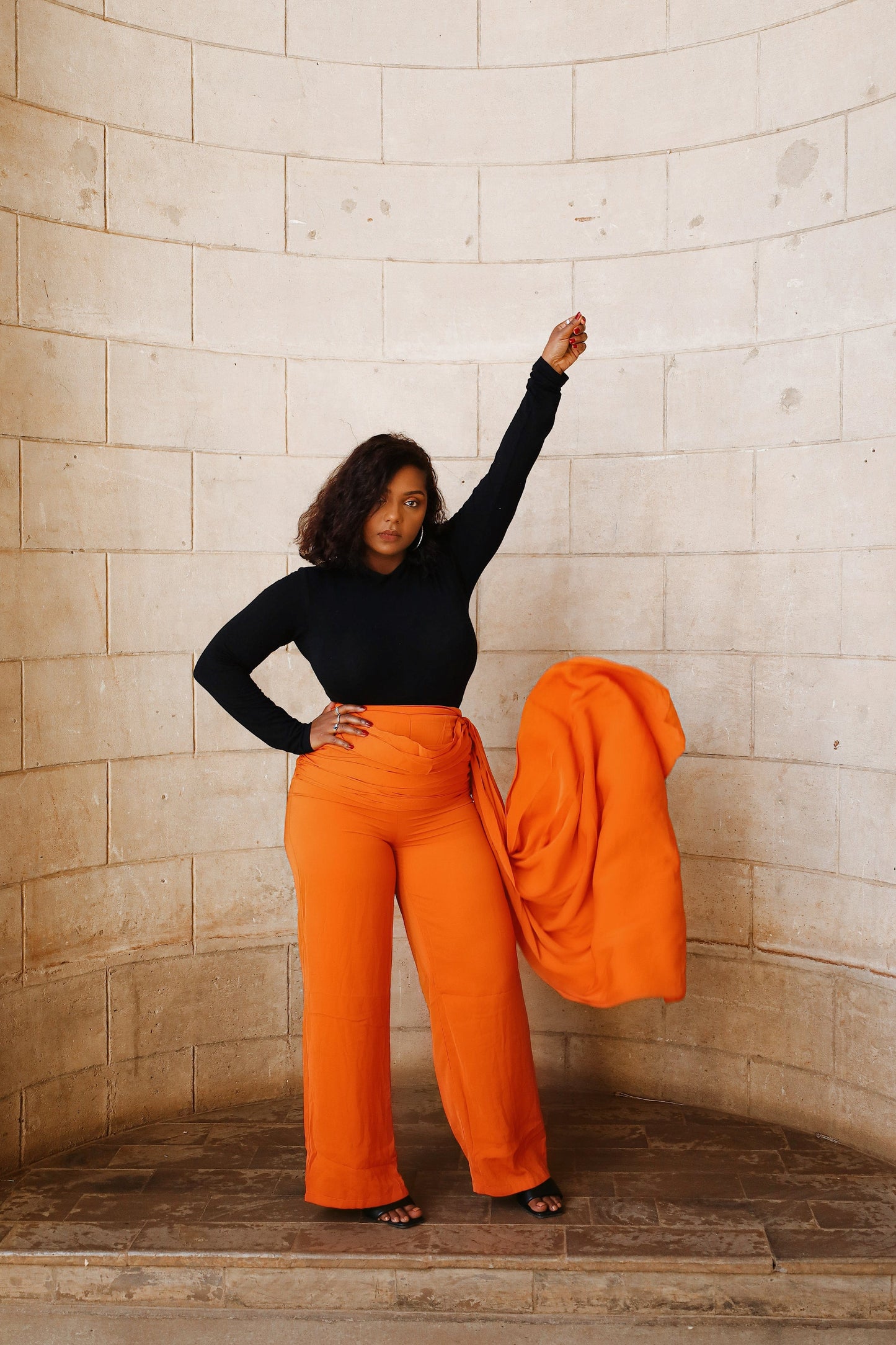 Priya orange Draping pants