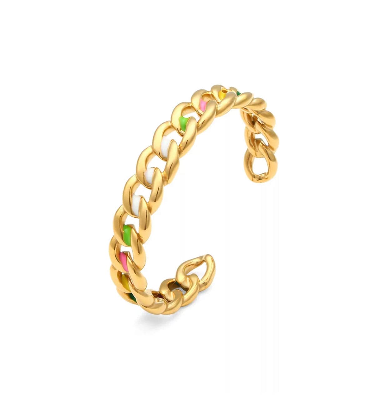 Cuban chain open cuff bangle