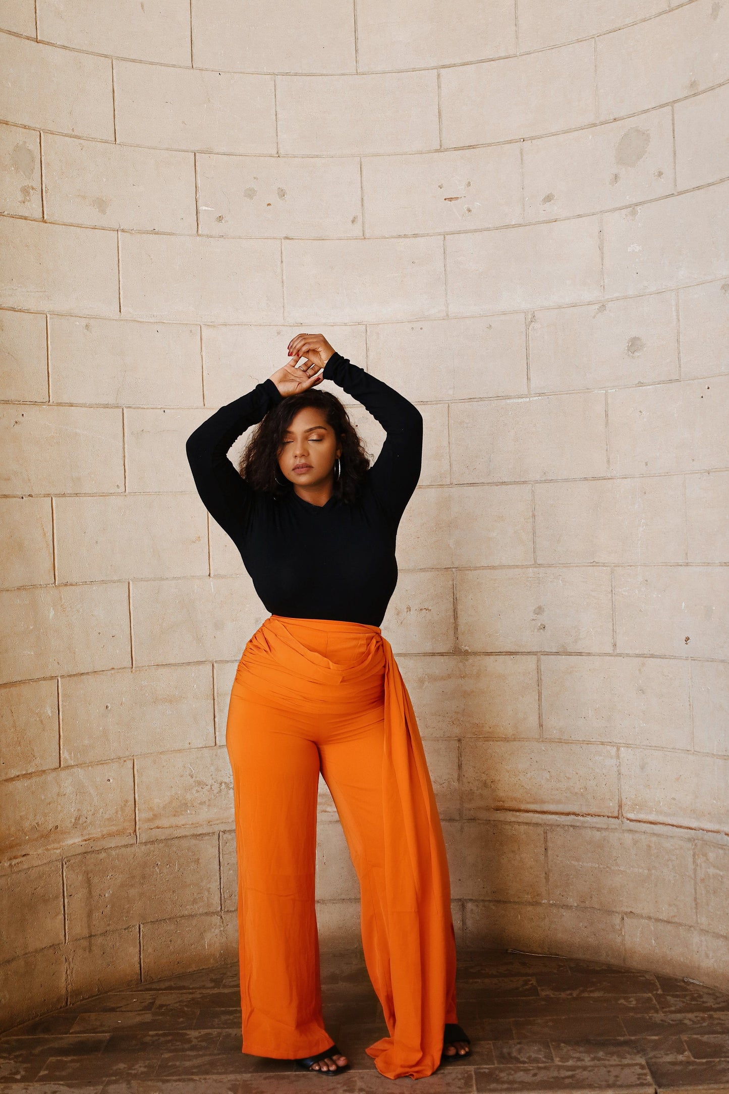 Priya orange Draping pants