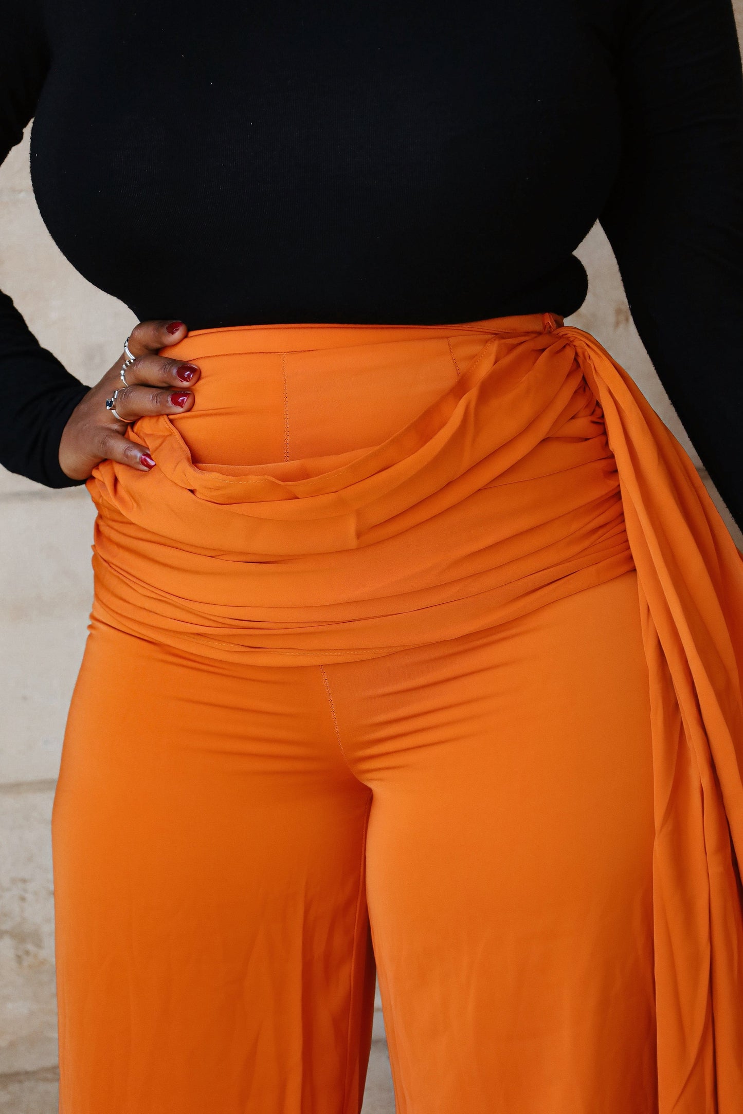 Priya orange Draping pants