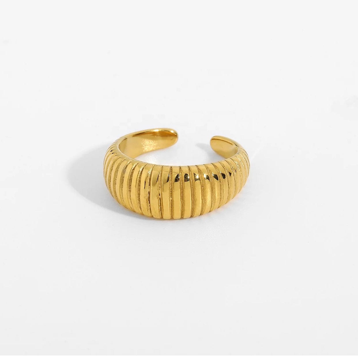 Gold plated ribbed ring