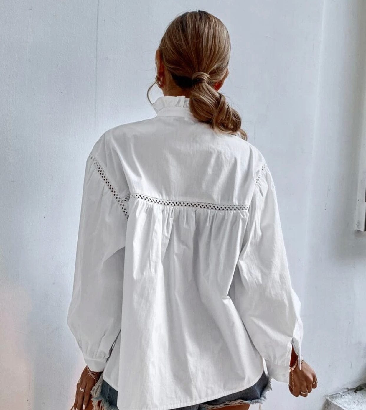 Ruffle neck blouse