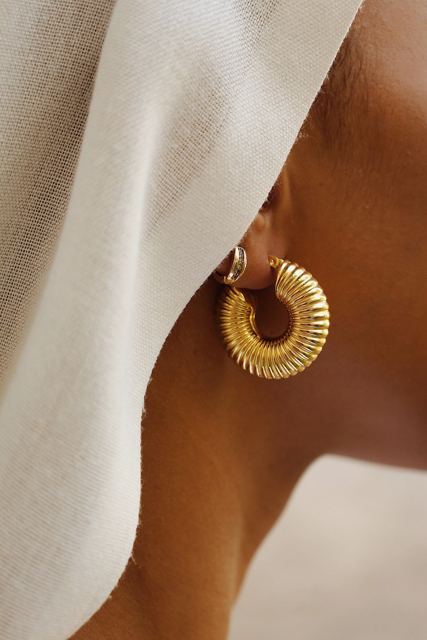 18 k gold plated croissant hoop earrings