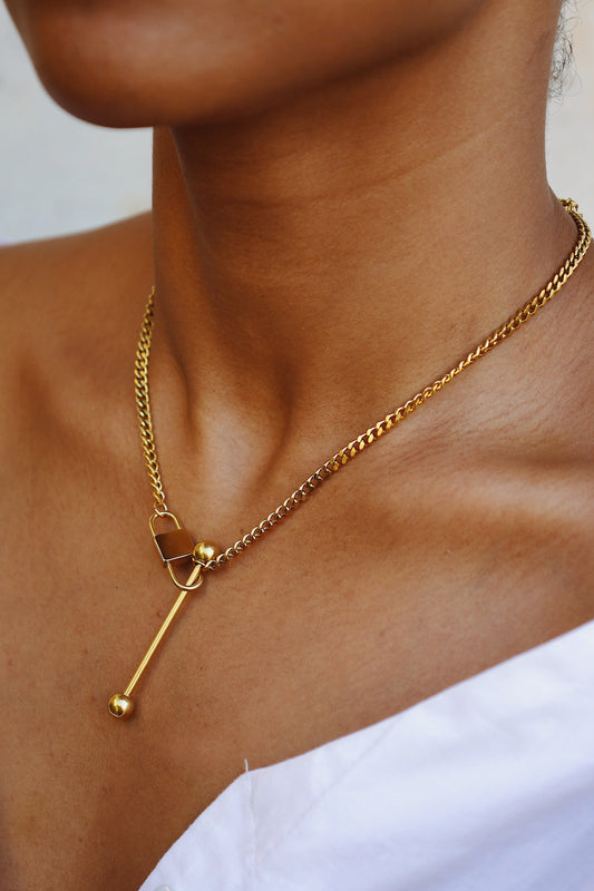 Lock and key pendant stainless steel necklace